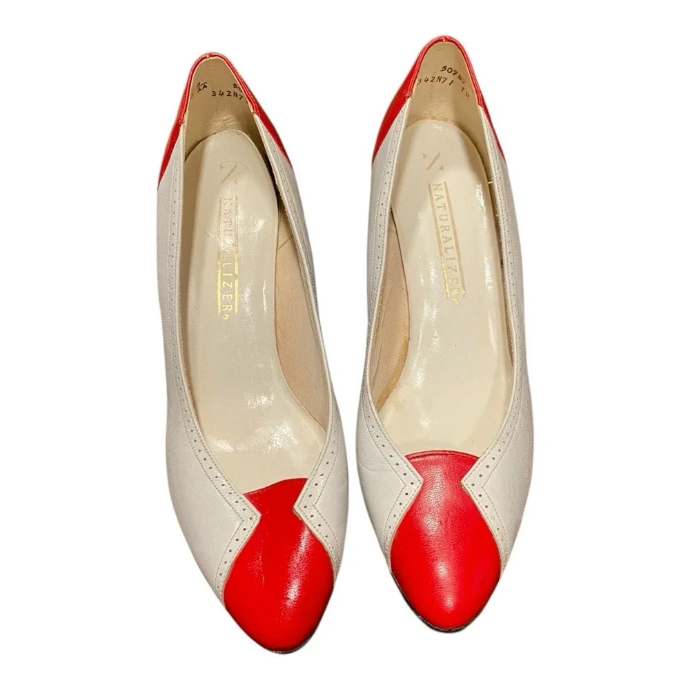 Vintage Naturalizer‎ Women's Heels Size 7.5 Red White Pump